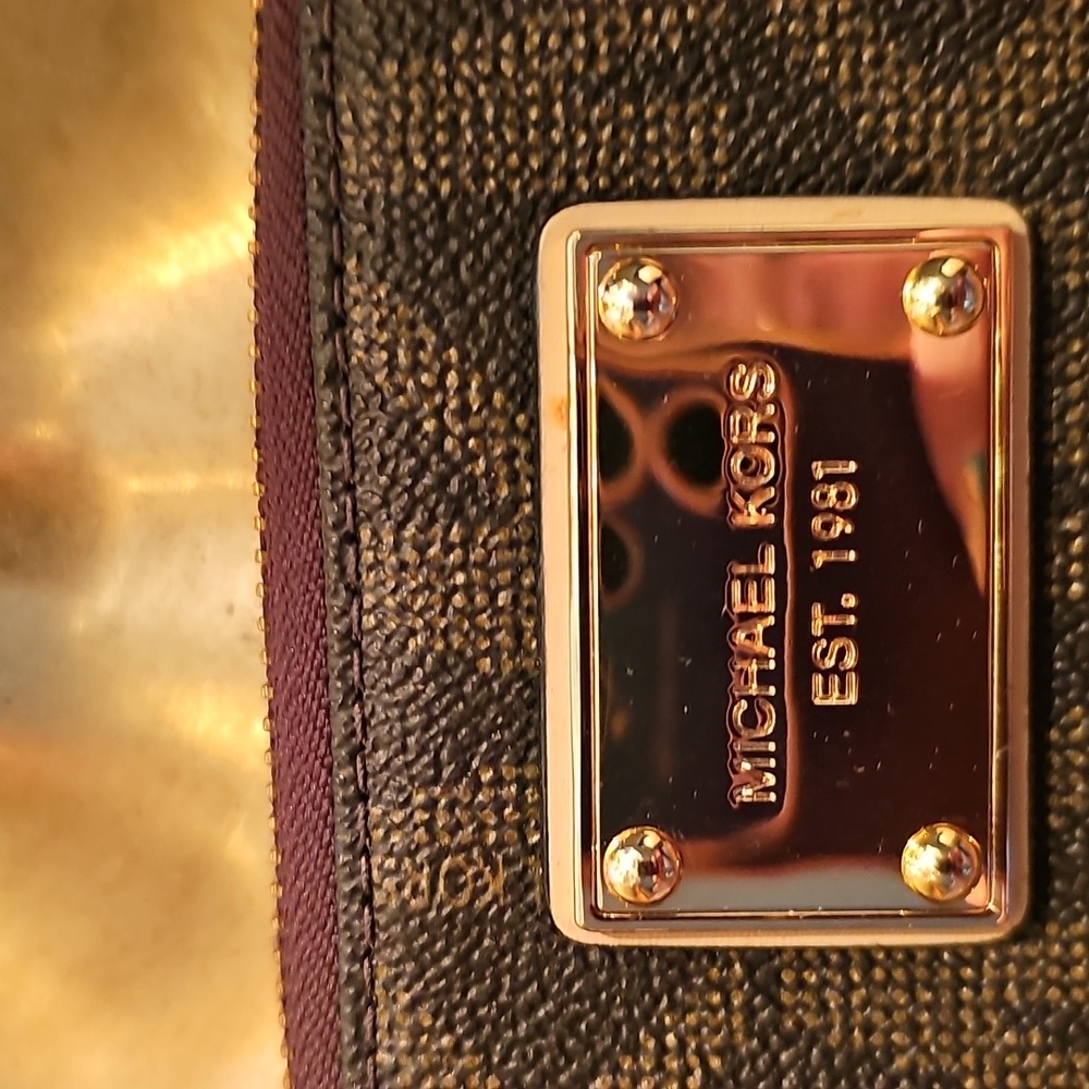 Michael Kors Brown and Gold Clutch Wristlet - Picture 2 of 4